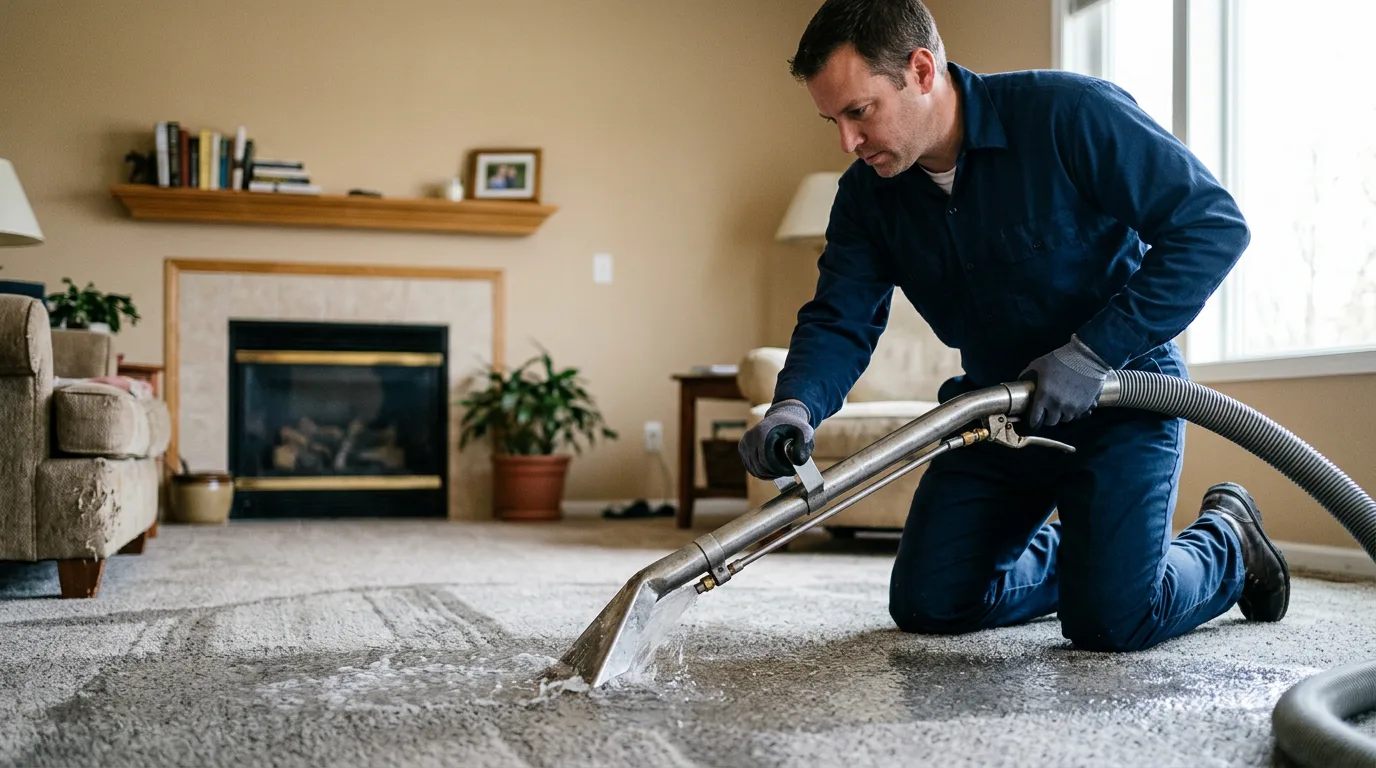 Water damage restoration technician working near Petaluma, CA